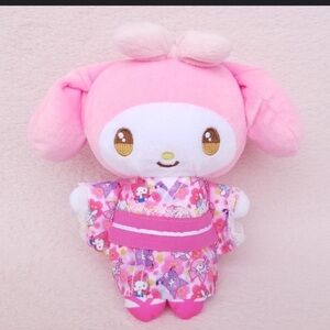 Sanrio Pink White Kimono My Melody Miku Cinnamoroll Plush Keychain Zip Pouch🩷